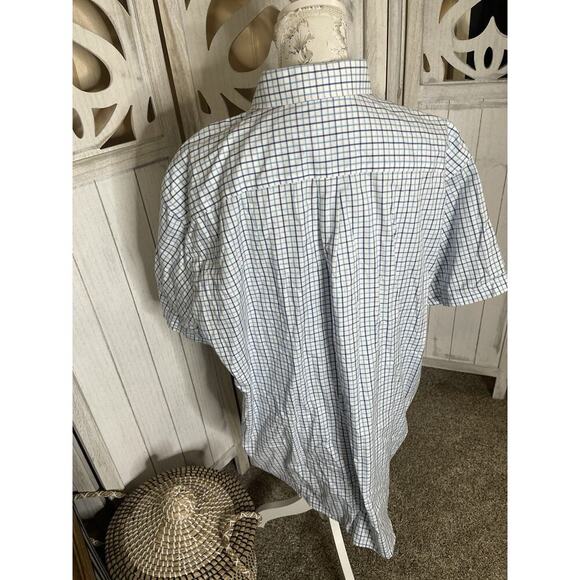 Peter Millar Mens Button Down Short Sleeve Blue Shirt Stripes Pattern Size XXL - Picture 2 of 5